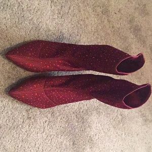 Red sparkle fabric ankle boots (Catherine Malandrino)